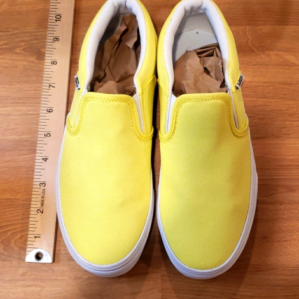 Bright Yellow Slip On Vans, Size Nwot